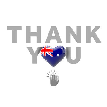 Thank you message with Australia flag heart. 3D Render