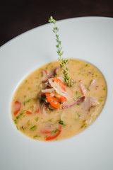 soup with bacon and tomatoes