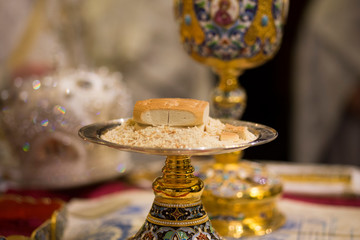 Chalice for communion in the Orthodox monastery. Vvedensky monastery.
