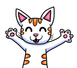 Adorable Stylized Happy Cat
