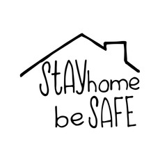 
simple cute lettering on the theme stay home. doodle style vector illustration. icon stay home. call to stop the covid-19 virus