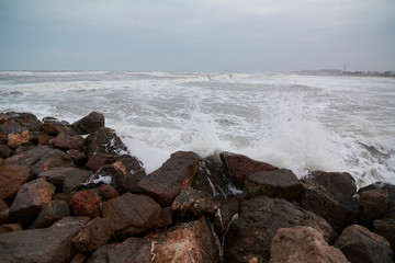 The sea from the jetty on a stormy day