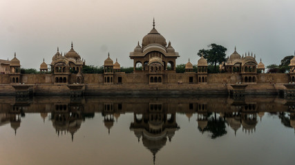 Heritage Kusum Sarovar, a historical sandstone monument on the holy Govardhan Hill between...
