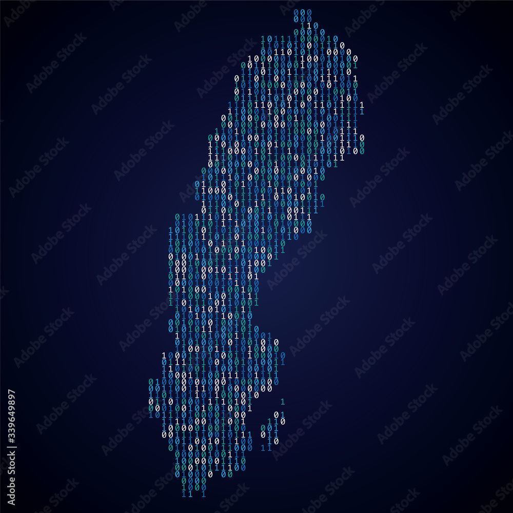 Poster sweden country map made from digital binary code