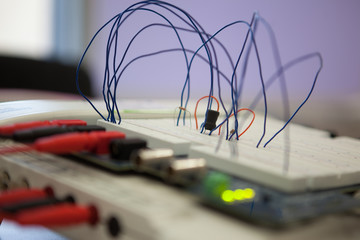 Electronics in a laboratory closeup