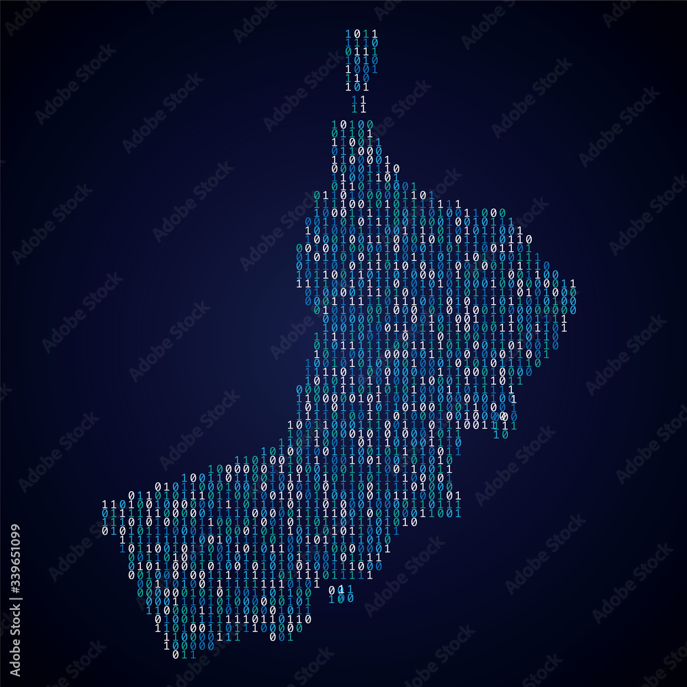 Poster oman country map made from digital binary code