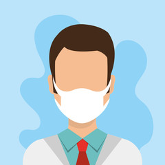 doctor male with face mask avatar character vector illustration design