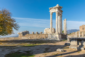 Fototapeta na wymiar Trajan temple in ancient city of Pergamon in Turkey.