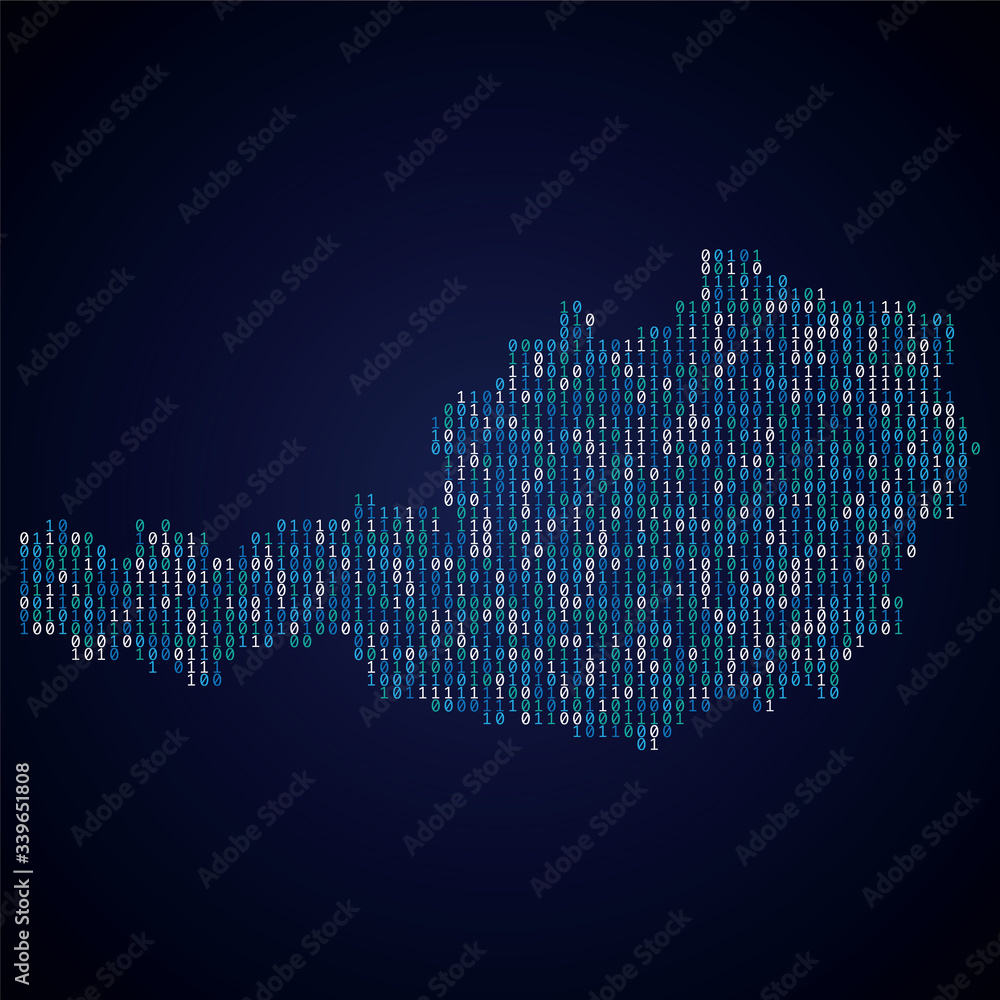 Poster austria country map made from digital binary code