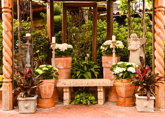 Fototapeta na wymiar flower pots in the garden