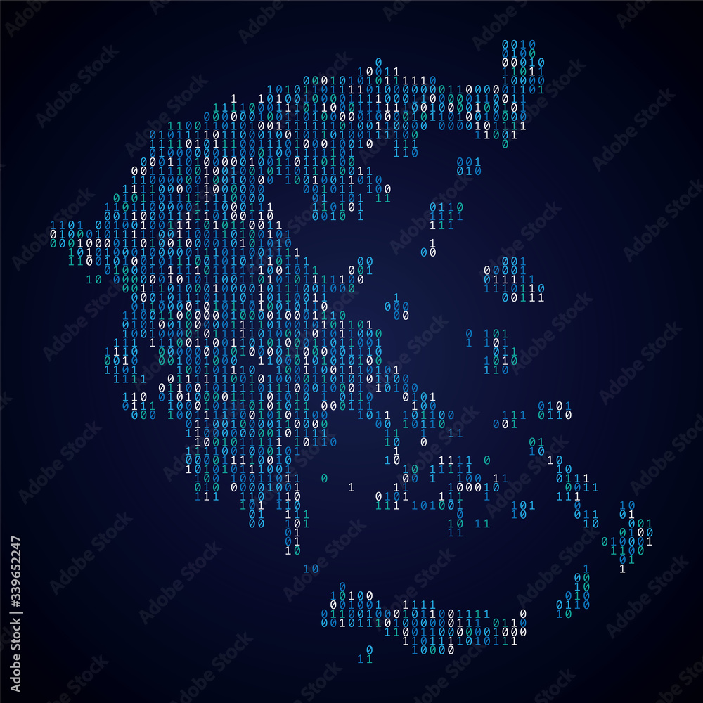 Poster greece country map made from digital binary code