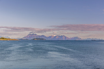 Beautiful Norwegian landscape. view of the fjords. Norway ideal fjord reflection in clear water