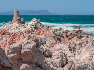 South Africa Bettys Bay resort with Rocks and Penguin