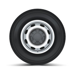 High quality vector illustration of typical truck fore wheel, isolated on white background.