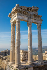 Fototapeta premium Trajan temple in ancient city of Pergamon in Turkey.
