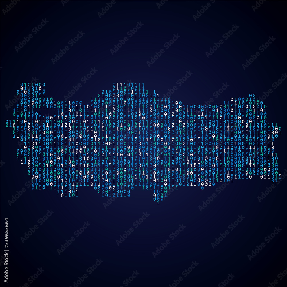 Poster turkey country map made from digital binary code