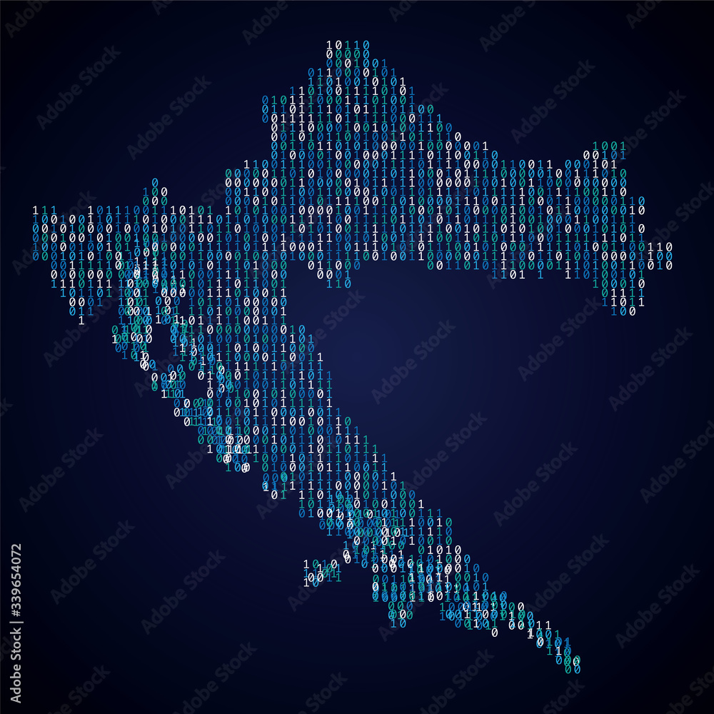 Poster croatia country map made from digital binary code