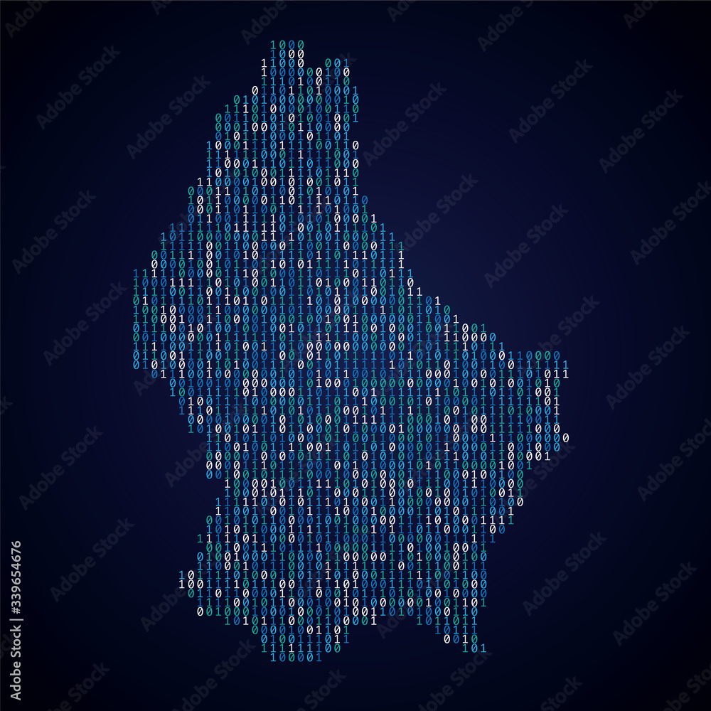 Poster luxembourg country map made from digital binary code