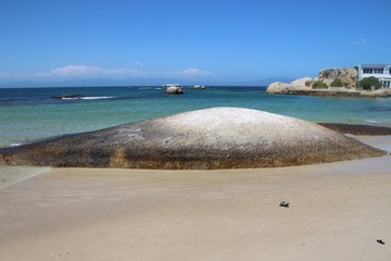 Beautiful rocks, polished by the wind, sand and sea, on Boulders Beach in Simon&rsquo;s Town, South Africa, Africa.