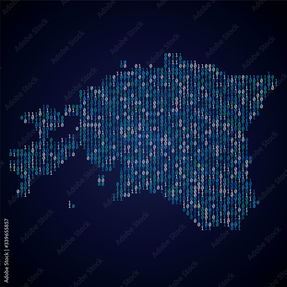 Poster estonia country map made from digital binary code