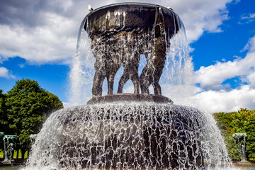 The fountain in the Vigeland Park is one of the most magnificent fountains of Norway. The fountain is located in the most famous Park of Oslo. It was created by the famous sculptor Gustav Vigeland.