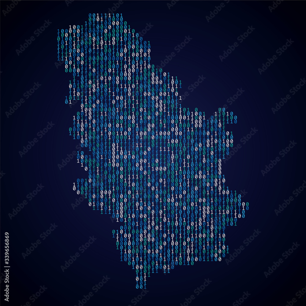 Poster serbia country map made from digital binary code