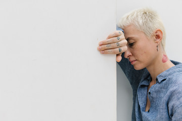 Blonde androgynous model