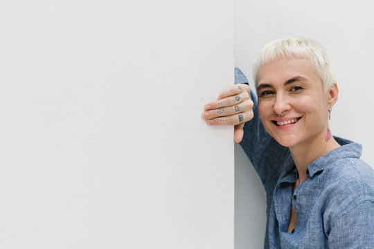 Blonde androgynous model