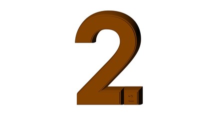 3D NUMBER MADE OF BROWN CHOCOLATE TEXTURE : 2 TWO