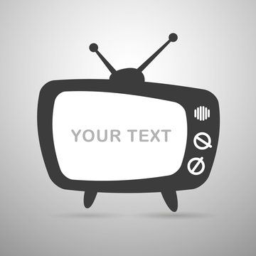 Icon old tv with antennas with empty place on the screen under the text. Vector illustration