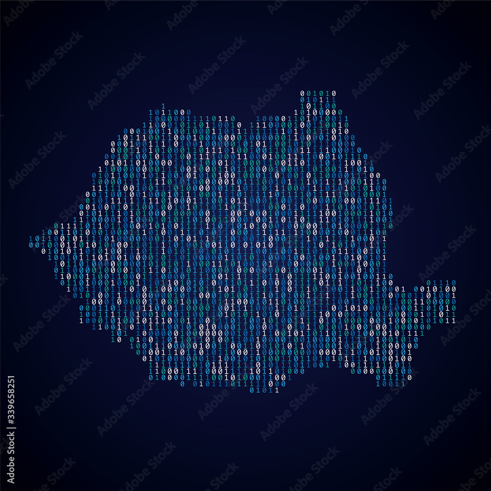 Poster romania country map made from digital binary code