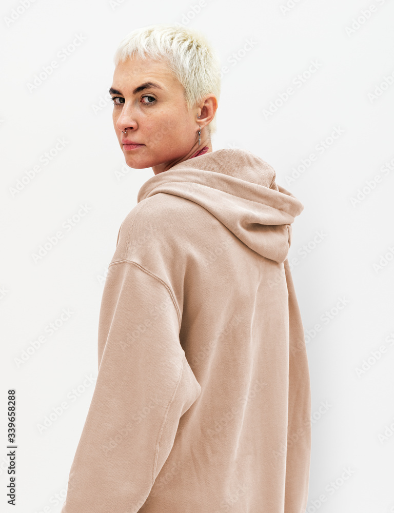 Sticker Model wearing a hoodie