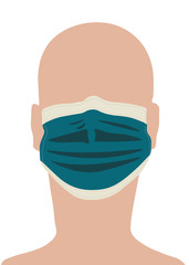A woman in a mask, a man in a mask, a person, a mannequin,medical mask, disposable face mask, doctor mask in blue illustration graphic. from the left side,male profile picture, silhouette. Of the page
