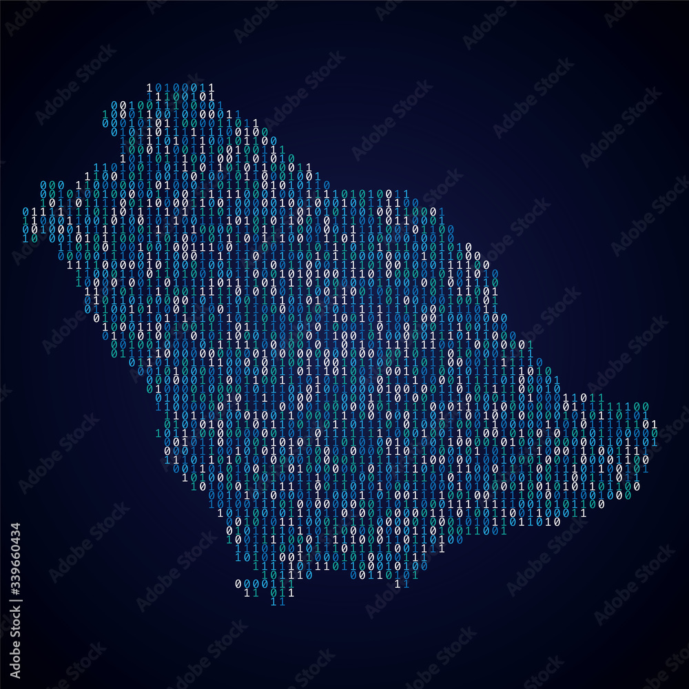 Poster saudi arabia country map made from digital binary code
