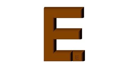 3D ENGLISH ALPHABET MADE OF BROWN CHOCOLATE TEXTURE : E