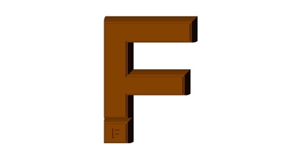 3D ENGLISH ALPHABET MADE OF BROWN CHOCOLATE TEXTURE : F 