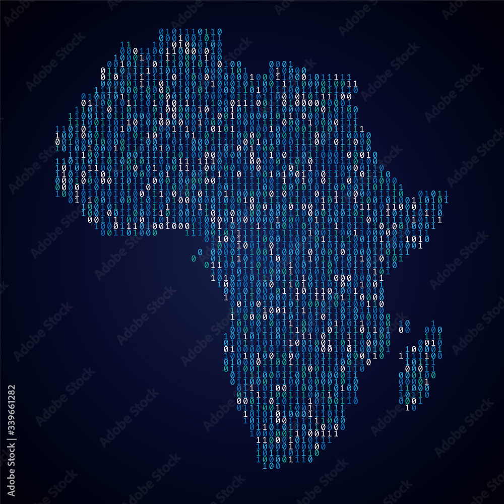 Poster africa country map made from digital binary code