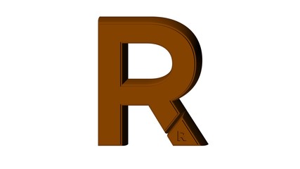 3D ENGLISH ALPHABET MADE OF BROWN CHOCOLATE TEXTURE : R