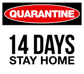 please stay home quarantine warning and attention icon sticker. house with location icon danger sign, COVID19 epidemic and pandemic symbol. prevention 14 days quarantine logo template sticker