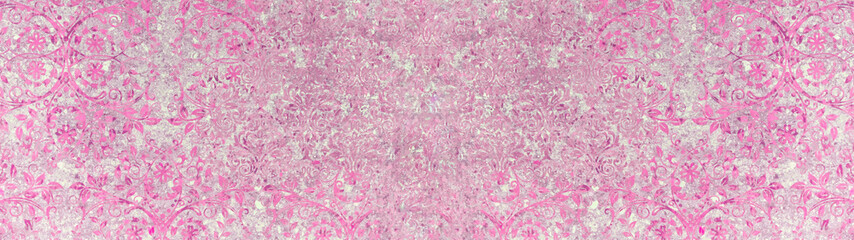 Old pink gray vintage shabby patchwork motif tiles stone concrete cement wall texture background...