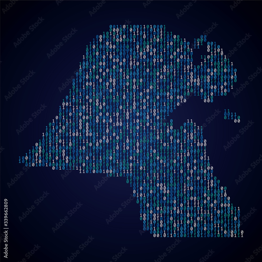 Poster kuwait country map made from digital binary code