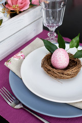 Easter egg on a served table