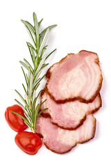 Smoked pork brisket, isolated on white background