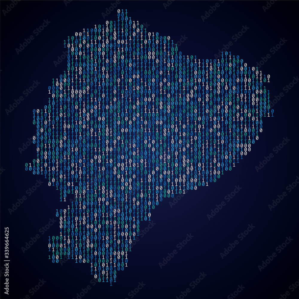 Poster ecuador country map made from digital binary code