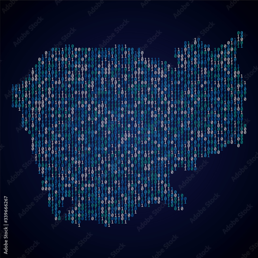 Poster cambodia country map made from digital binary code