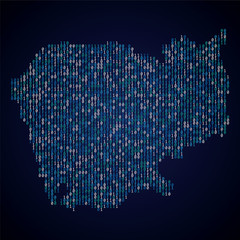 Cambodia country map made from digital binary code © ink drop