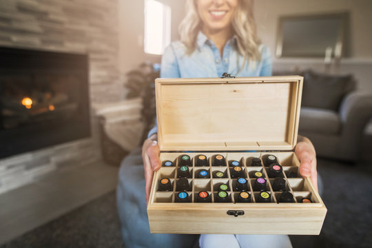 Young Woman Holding Her Essential Oil Storage Box