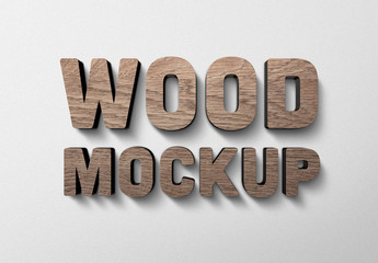 Wood Text Effect Mockup