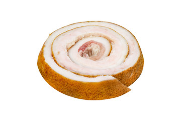white fat with a yellow skin twisted into a ring on a white background for your design or menu