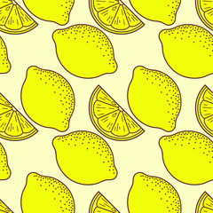 Modèle sans couture de citrons frais. Illustration vectorielle
